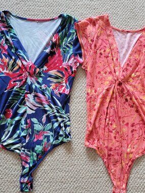 Set of 2 Floral Bodysuits Sz S
